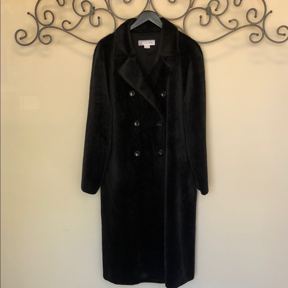 Noize Black Faux Fur Trench Coat Size XL